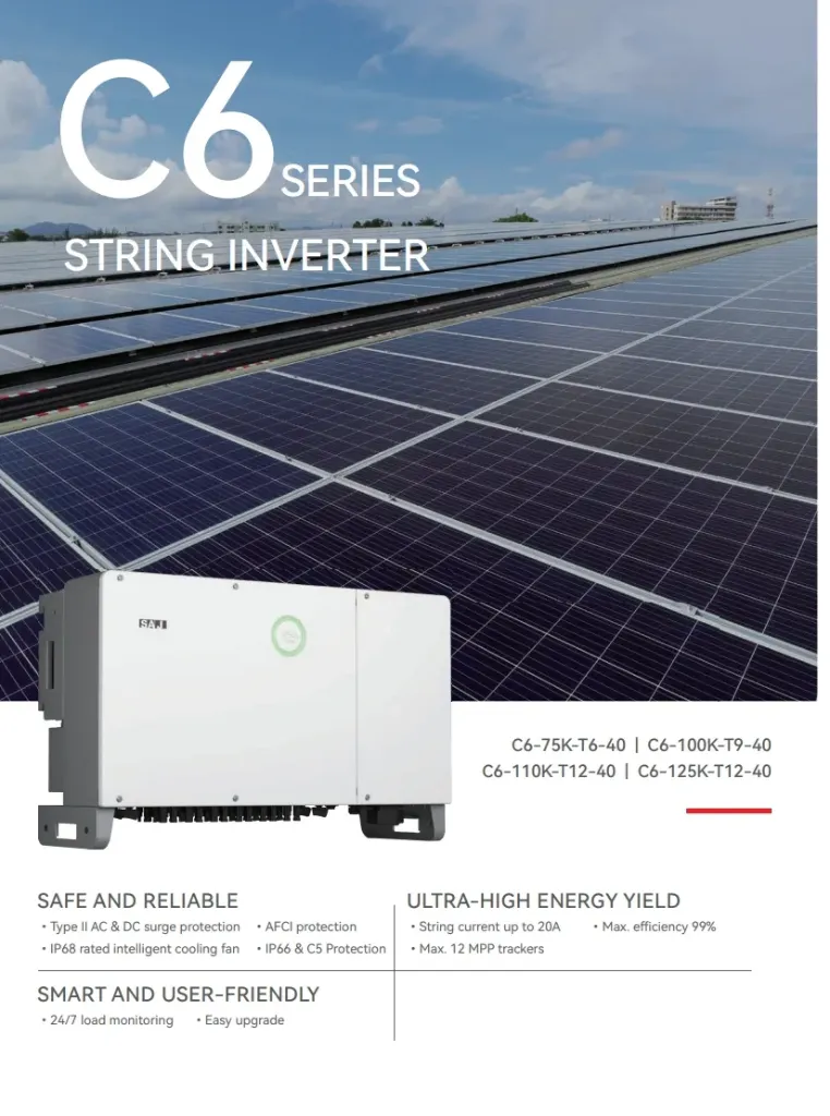 [C6-125K-T12-40] SAJ C6 125 kW:n kolmivaiheinen aurinkoinvertteri, 12 MPPT, integroitu AFCI-kytkin, IP65